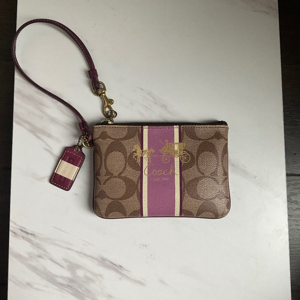Coach Leather Monogram Wristlet